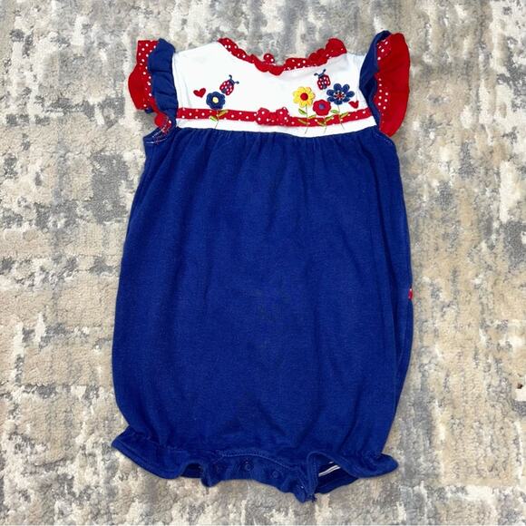 Vintage Okie Dokie Blue Summer Romper 12 Months - Picture 1 of 6